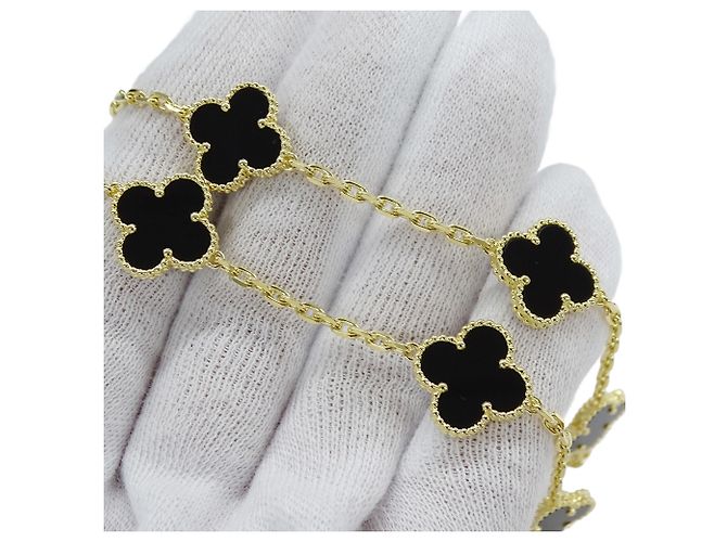 Vintage Alhambra Halskette Van Cleef & Arpels Schwarz Golden - Ansicht 11