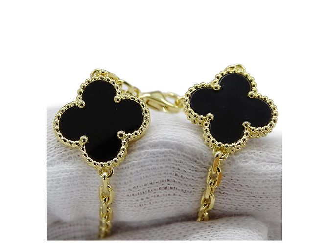 Vintage Alhambra Halskette Van Cleef & Arpels Schwarz Golden - Ansicht 12