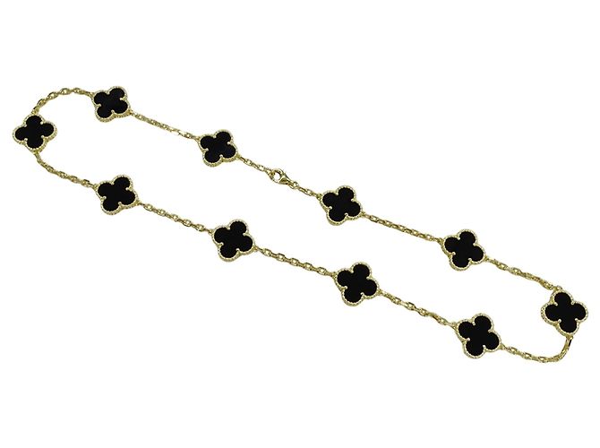 Vintage Alhambra Halskette Van Cleef & Arpels Schwarz Golden - Ansicht 3