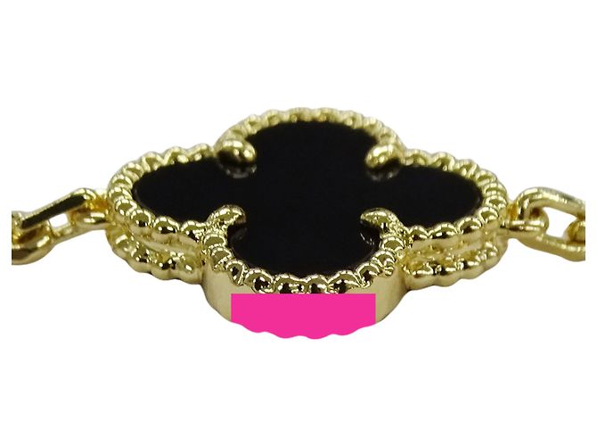 Vintage Alhambra Halskette Van Cleef & Arpels Schwarz Golden - Ansicht 6