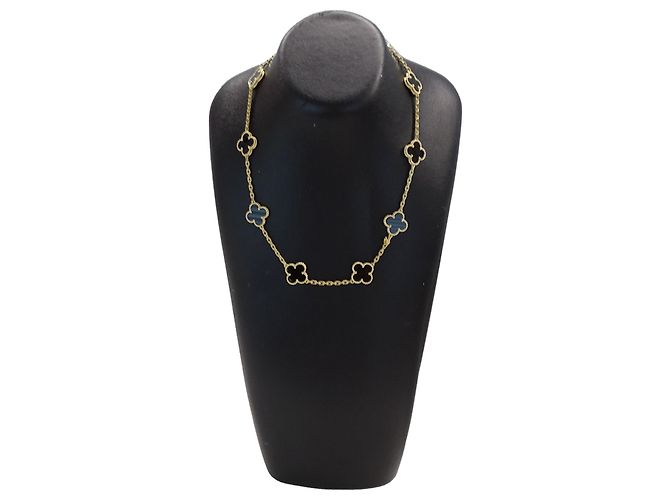 Vintage Alhambra Halskette Van Cleef & Arpels Schwarz Golden - Ansicht 8