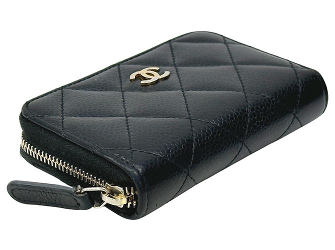 Monedero de piel de ternera granulada negra Chanel Negro - vista 3