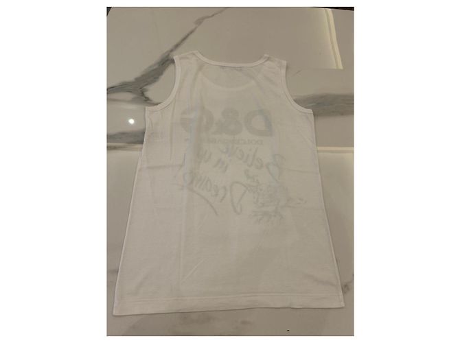 Dolce & Gabbana Canotta bianca D&G con scritta "Believe in your Dreams" Bianco - vista 2