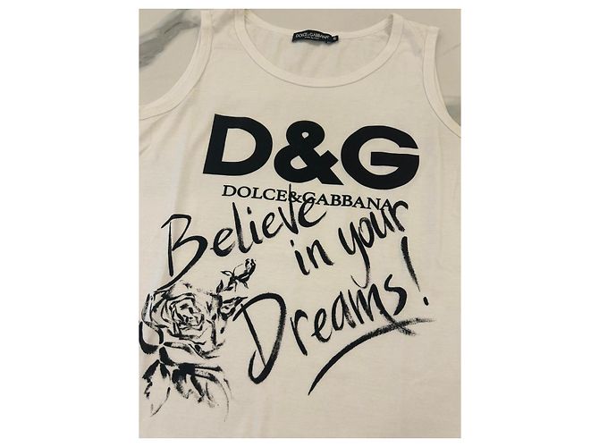 Dolce & Gabbana Canotta bianca D&G con scritta "Believe in your Dreams" Bianco - vista 3