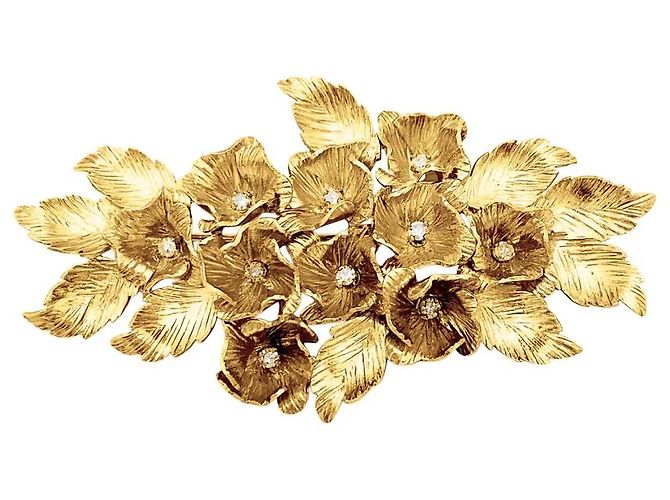 Autre Marque Spilla "Fleurs", oro giallo e diamanti. - vista 2