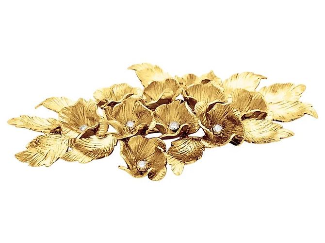 Autre Marque Spilla "Fleurs", oro giallo e diamanti. - vista 4