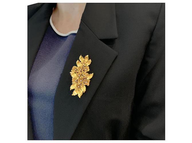 Autre Marque Spilla "Fleurs", oro giallo e diamanti. - vista 5