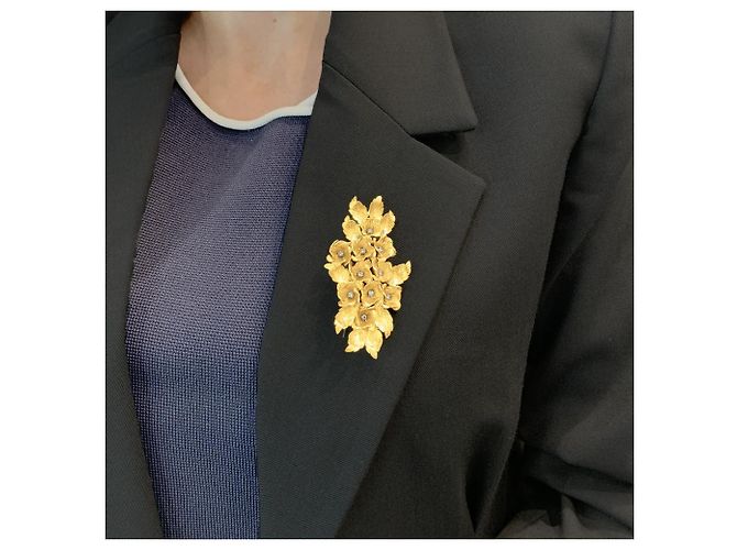 Autre Marque Spilla "Fleurs", oro giallo e diamanti. - vista 6