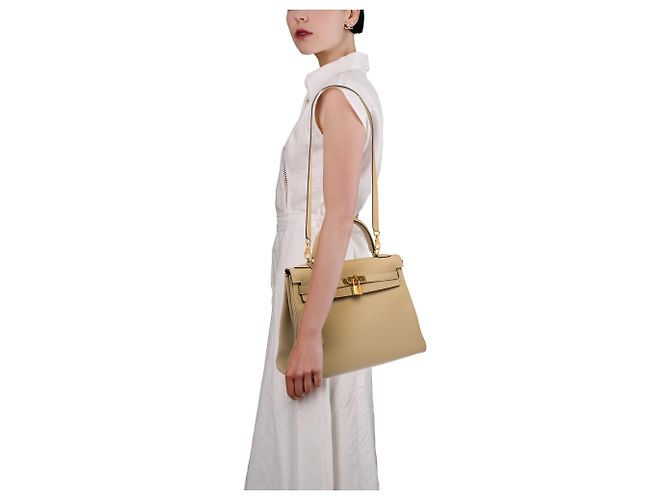 Hermès Borsa HERMES Kelly 32 in Pelle Beige - 103662 - vista 12