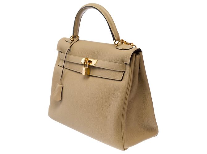 Hermès Borsa HERMES Kelly 32 in Pelle Beige - 103662 - vista 4