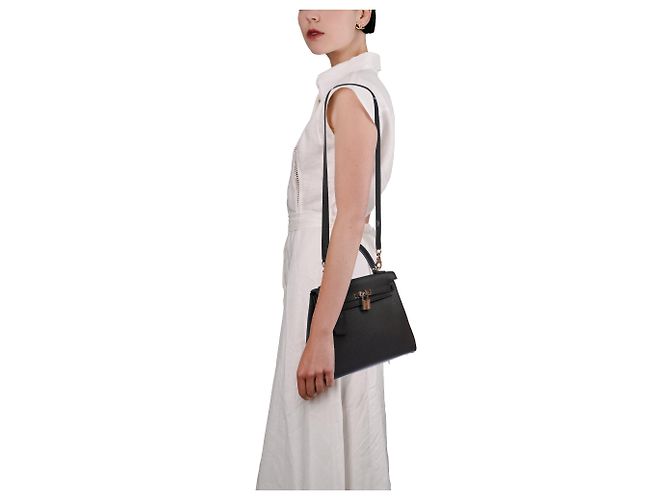 Hermès Borsa HERMES Kelly 25 in Pelle Nera - 103681 Nero - vista 11