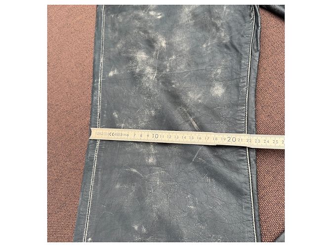 Roberto Cavalli Distressed Leather Straight-Leg Pants Black - view 11