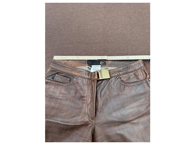 Just Cavalli Pantaloni in Pelle Marrone - vista 5
