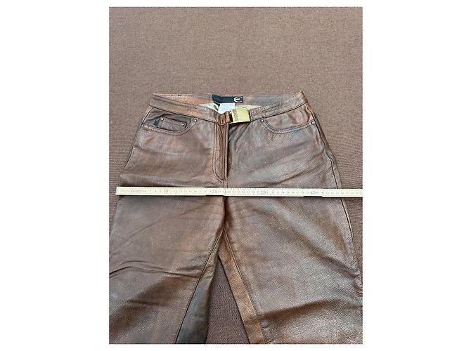 Just Cavalli Pantaloni in Pelle Marrone - vista 6