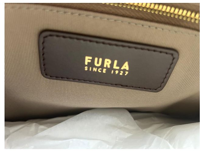 Borsa a tracolla Furla in pelle e camoscio marrone - vista 3