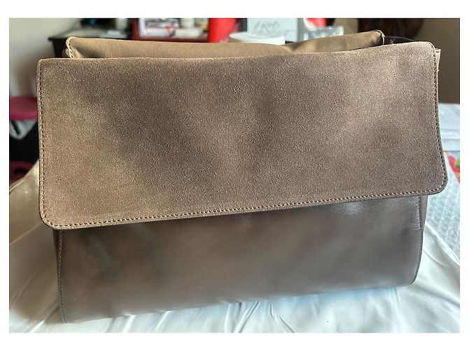 Borsa a tracolla Furla in pelle e camoscio marrone - vista 5