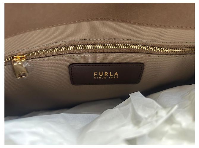 Borsa a tracolla Furla in pelle e camoscio marrone - vista 6
