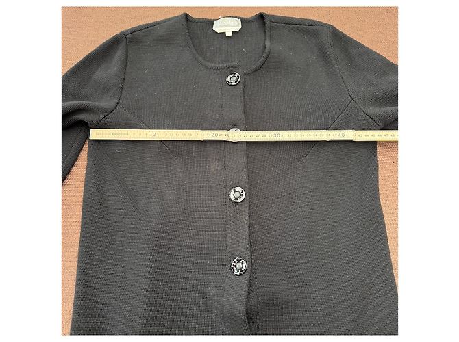 Max Mara Schwarzer Strickcardigan mit Pelzbesatz an den Ärmelbündchen - Ansicht 6