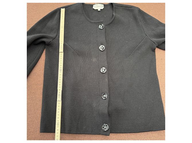 Max Mara Schwarzer Strickcardigan mit Pelzbesatz an den Ärmelbündchen - Ansicht 7