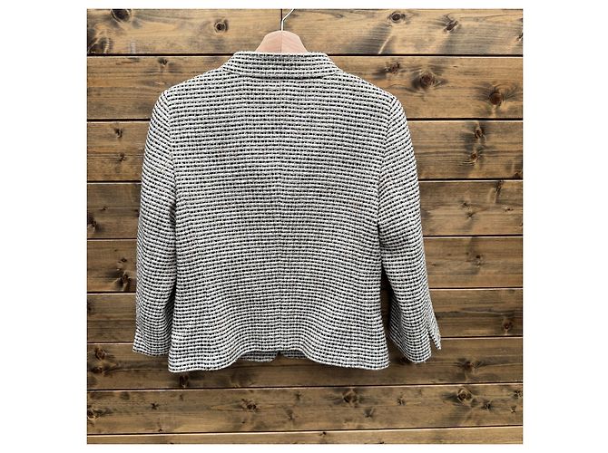 Max Mara Tweed-Jacke Braun Schwarz Weiß - Ansicht 2
