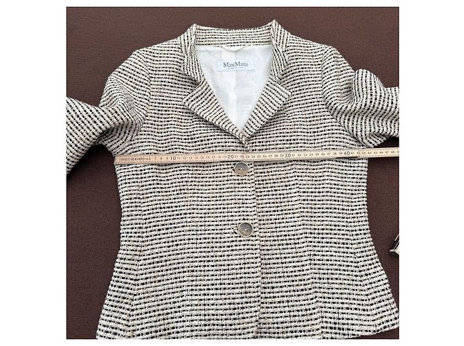 Max Mara Tweed-Jacke Braun Schwarz Weiß - Ansicht 6