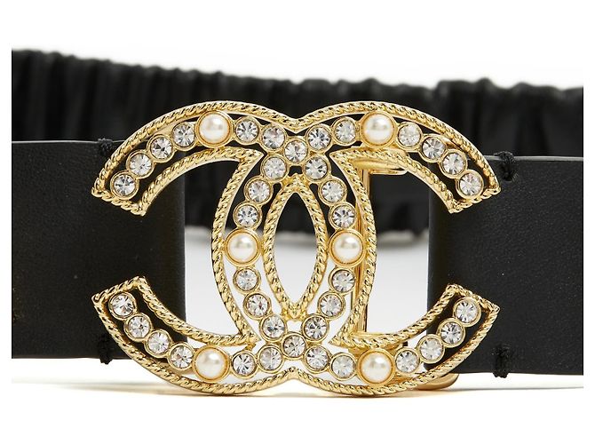 Chanel 2018 Cintura in Pelle Nera T75 Black Leather CC CHANEL script Belt 30 inches Nero - vista 2