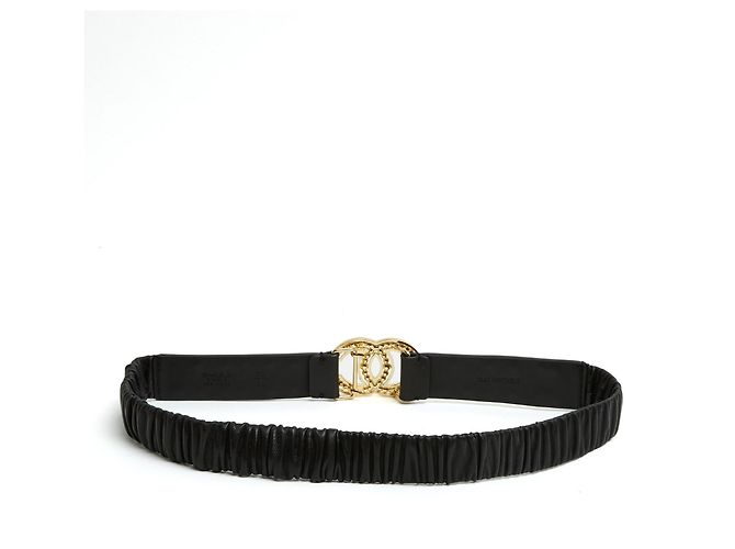 Chanel 2018 Cintura in Pelle Nera T75 Black Leather CC CHANEL script Belt 30 inches Nero - vista 3