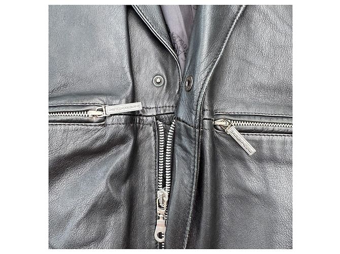 Blazer in pelle nera Versace Classic V2 Nero - vista 3