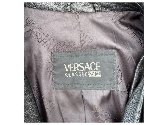 Blazer in pelle nera Versace Classic V2 Nero - vista 4