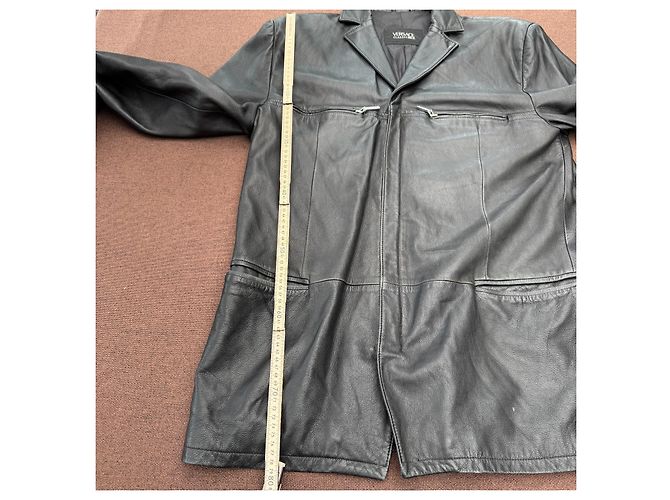 Blazer in pelle nera Versace Classic V2 Nero - vista 6