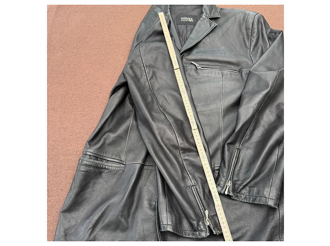Blazer in pelle nera Versace Classic V2 Nero - vista 7