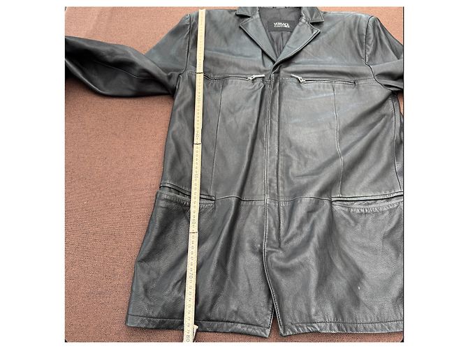 Blazer in pelle nera Versace Classic V2 Nero - vista 9
