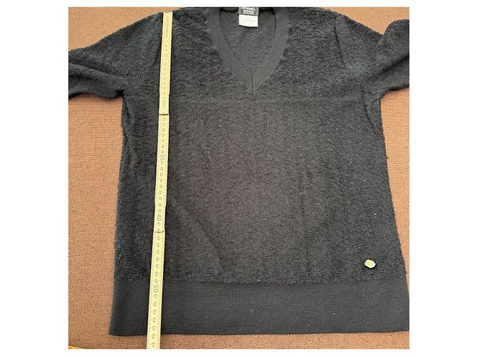 Suéter de cuello en V Chanel Uniform de lana negra Negro - vista 8