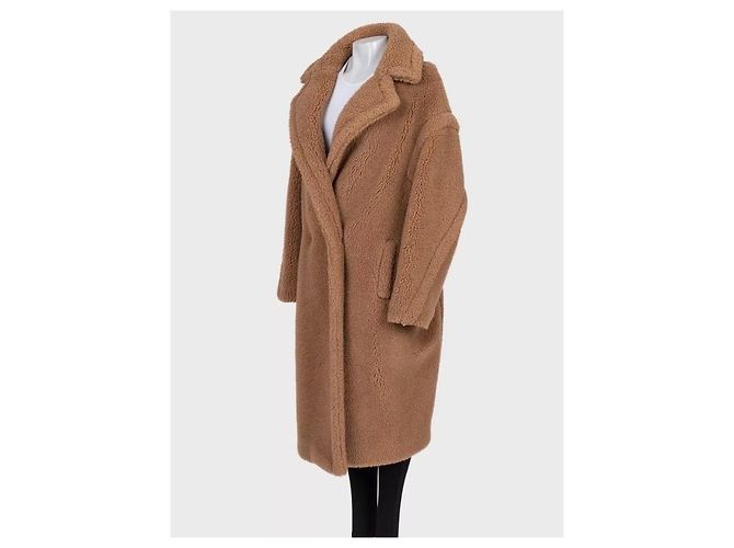 Abrigo Teddy oversize de lana y seda camel Max Mara Talla L Semiproveniente - vista 2