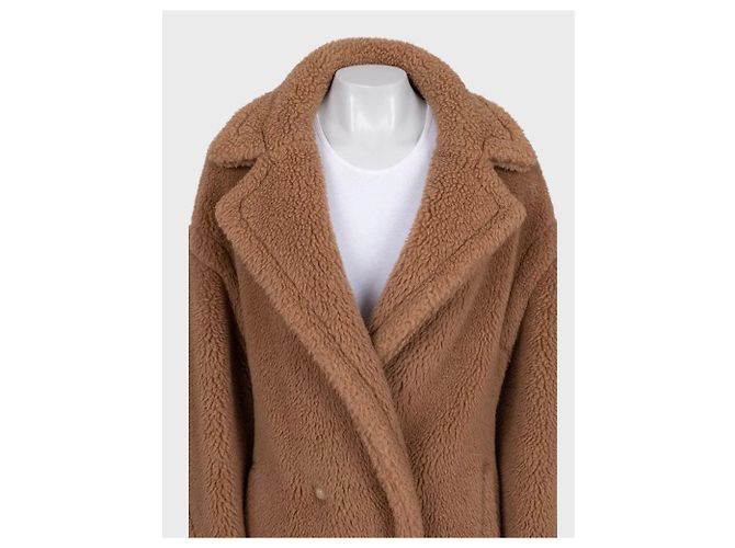 Abrigo Teddy oversize de lana y seda camel Max Mara Talla L Semiproveniente - vista 4