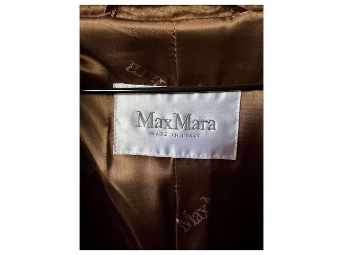 Abrigo Teddy oversize de lana y seda camel Max Mara Talla L Semiproveniente - vista 7