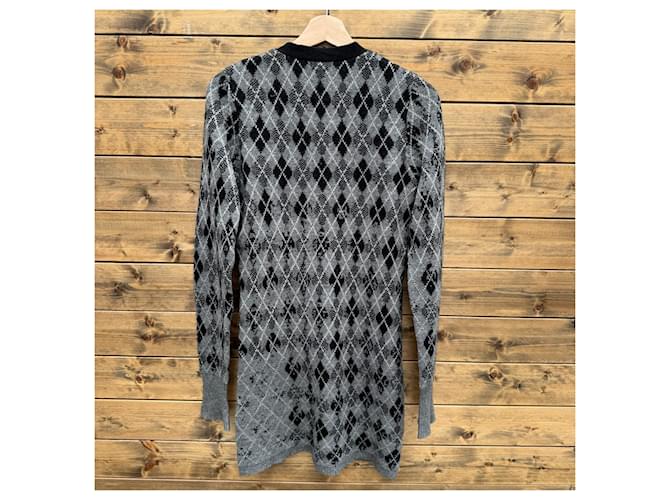 Burberry Brit Argyle Strickjacke Schwarz Grau - Ansicht 2