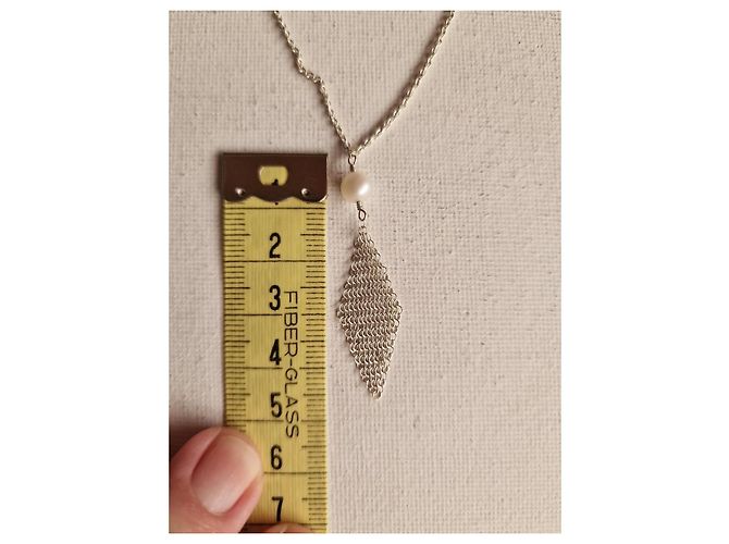 Tiffany & Co. Elsa Peretti Mesh Halskette Silber mit Perle - Ansicht 3