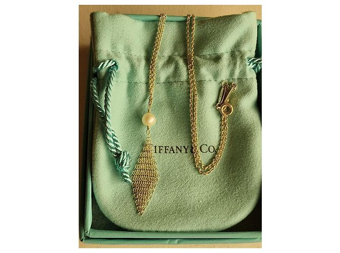 Tiffany & Co. Elsa Peretti Mesh Halskette Silber mit Perle - Ansicht 5