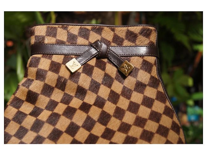 Louis Vuitton Stivaletti Damier Azur in pelle e pony Marrone - vista 8