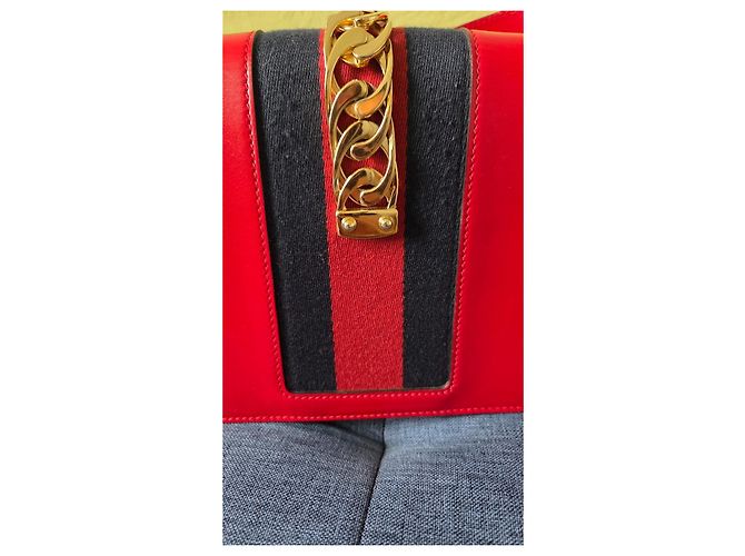 Borsa a tracolla Gucci Sylvie in pelle rossa + 2ª tracolla nuova Rosso Multicolore - vista 6