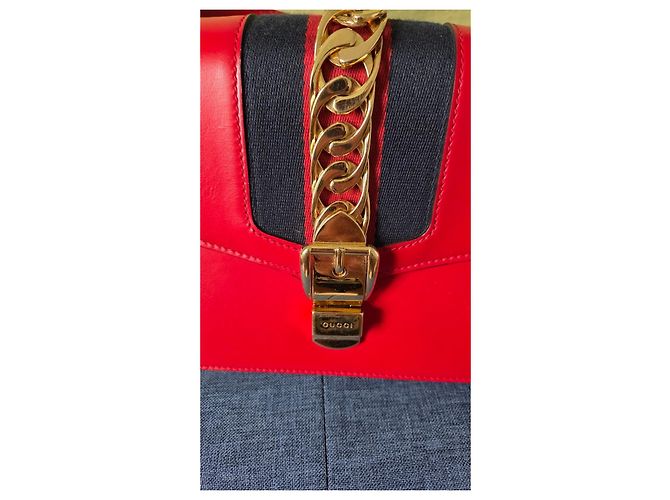 Borsa a tracolla Gucci Sylvie in pelle rossa + 2ª tracolla nuova Rosso Multicolore - vista 7