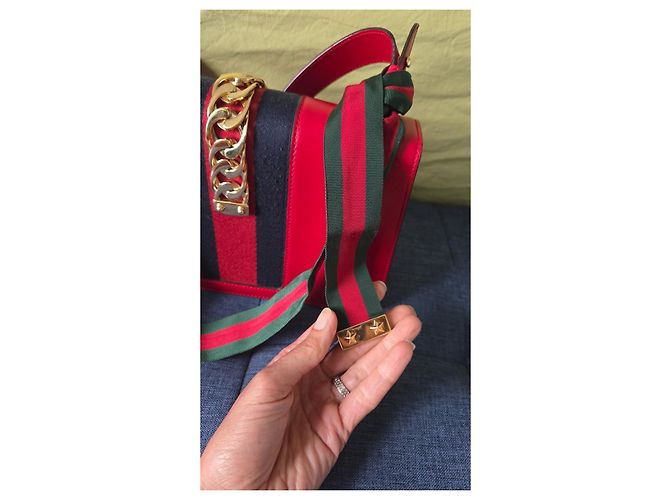 Borsa a tracolla Gucci Sylvie in pelle rossa + 2ª tracolla nuova Rosso Multicolore - vista 8