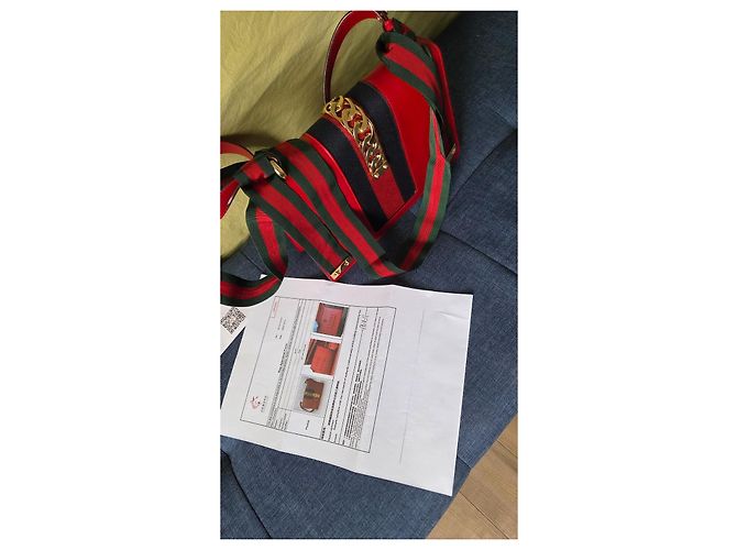 Borsa a tracolla Gucci Sylvie in pelle rossa + 2ª tracolla nuova Rosso Multicolore - vista 9