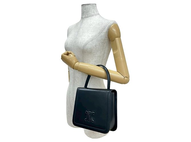 Triomphe Céline Mini borsa tote CELINE in pelle di vitello Nero - vista 3