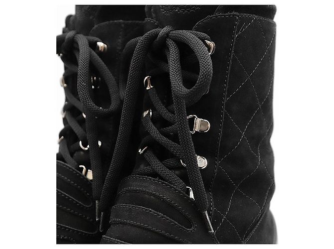 Timeless Chanel Matelasse Nubuck Snow Boots Schwarz - Ansicht 12