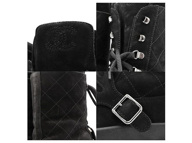 Timeless Chanel Matelasse Nubuck Snow Boots Schwarz - Ansicht 3