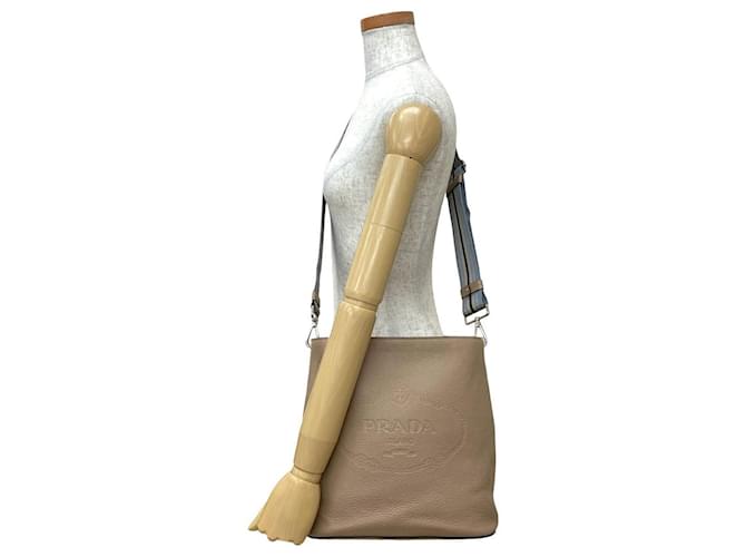 Vitello Borsa a tracolla in pelle Prada Beige - vista 3