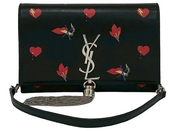 Borsa a tracolla Kate in pelle Yves Saint Laurent Nero Rosso - vista 2