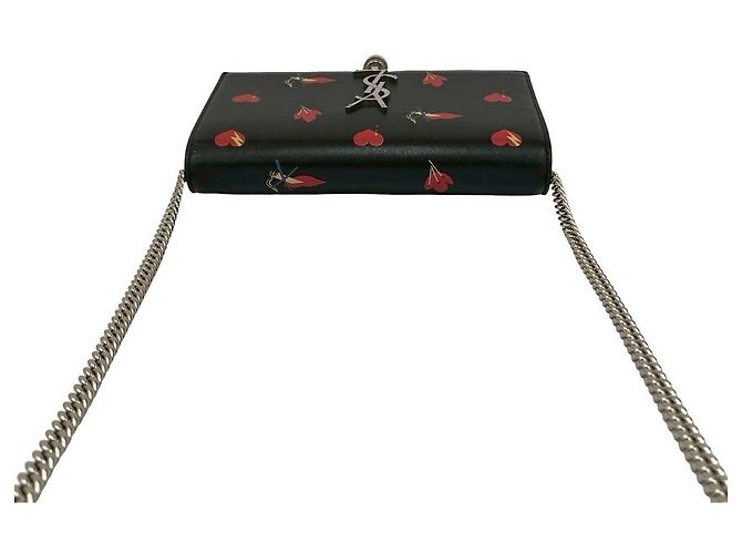 Borsa a tracolla Kate in pelle Yves Saint Laurent Nero Rosso - vista 5